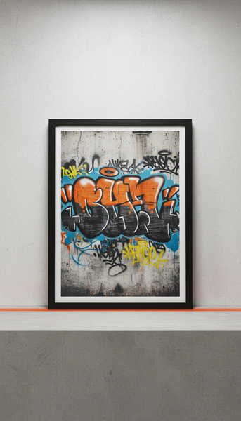 Framed Graffiti-Inspired Photographic Print Under Glass